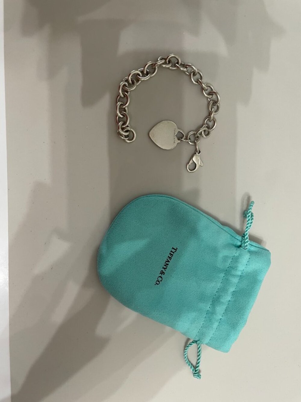 Tiffany & Co. Sterling Silver Heart Charm Bracelet 7.25"